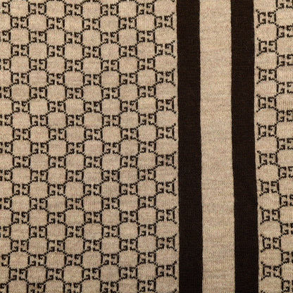 Gucci Wool Tricot GG Monogram Web New Lunicart Scarf Light Brown Dark Brown 3 of 4