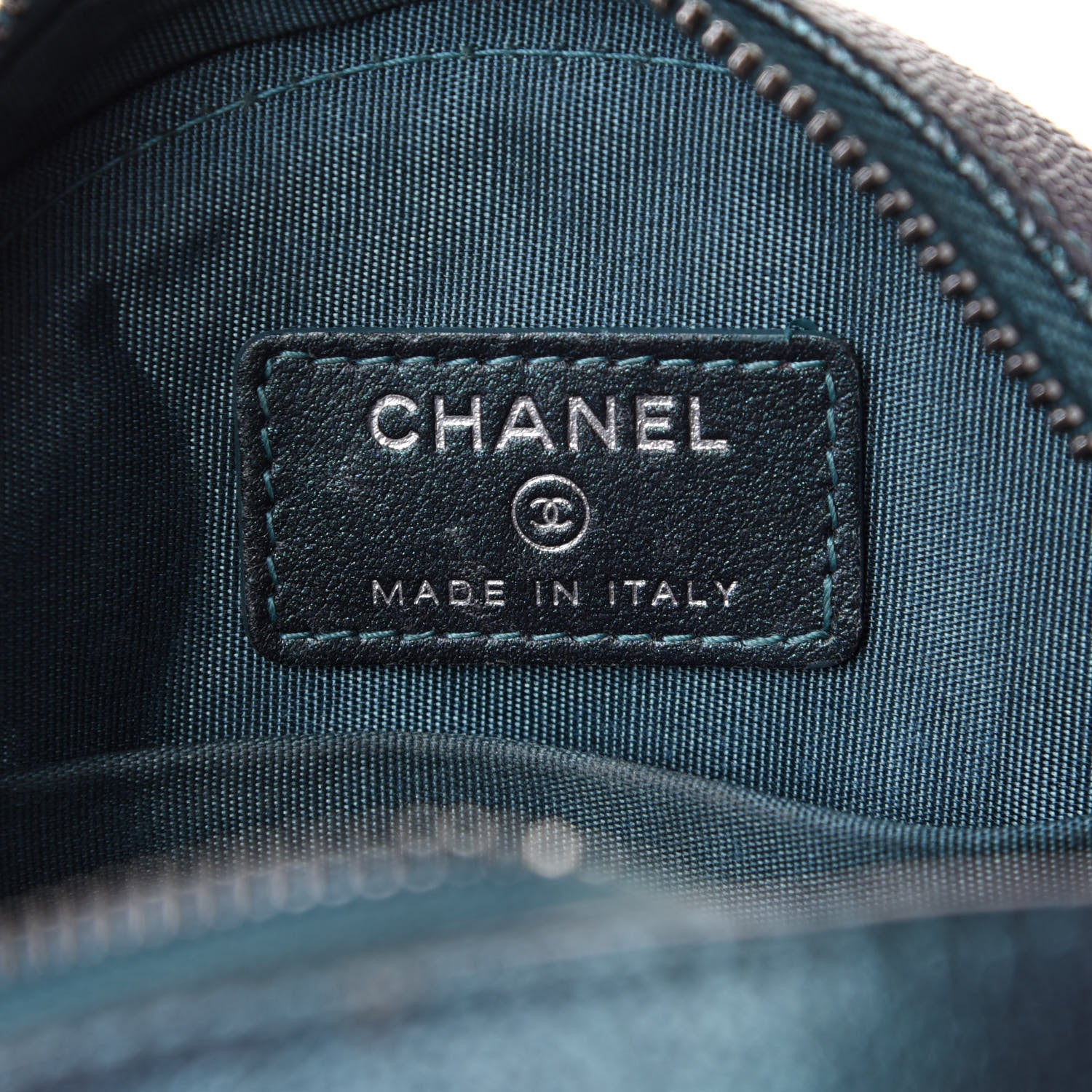 Chanel Iridescent Caviar Quilted Round Filigree Crossbody Dark Turquoise 5 of 9