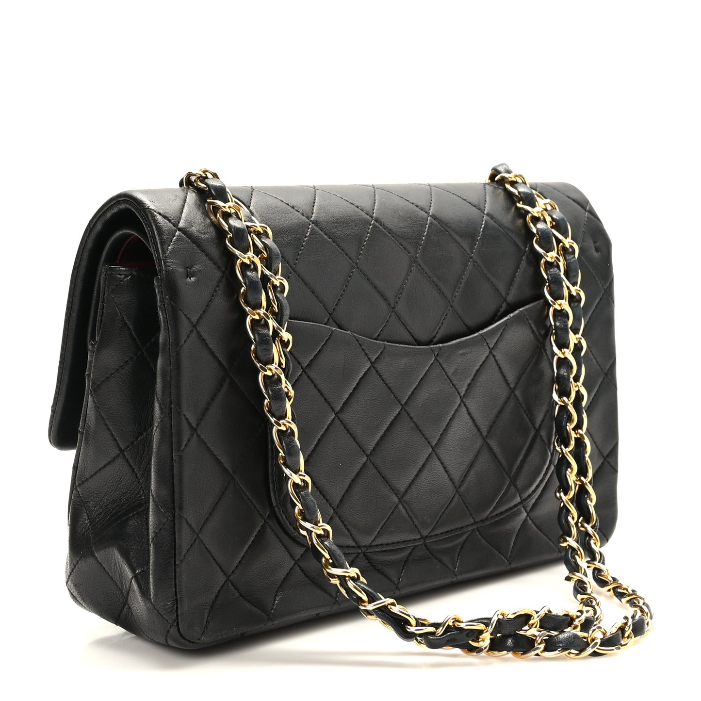 Lambskin Quilted Medium Double Flap Black