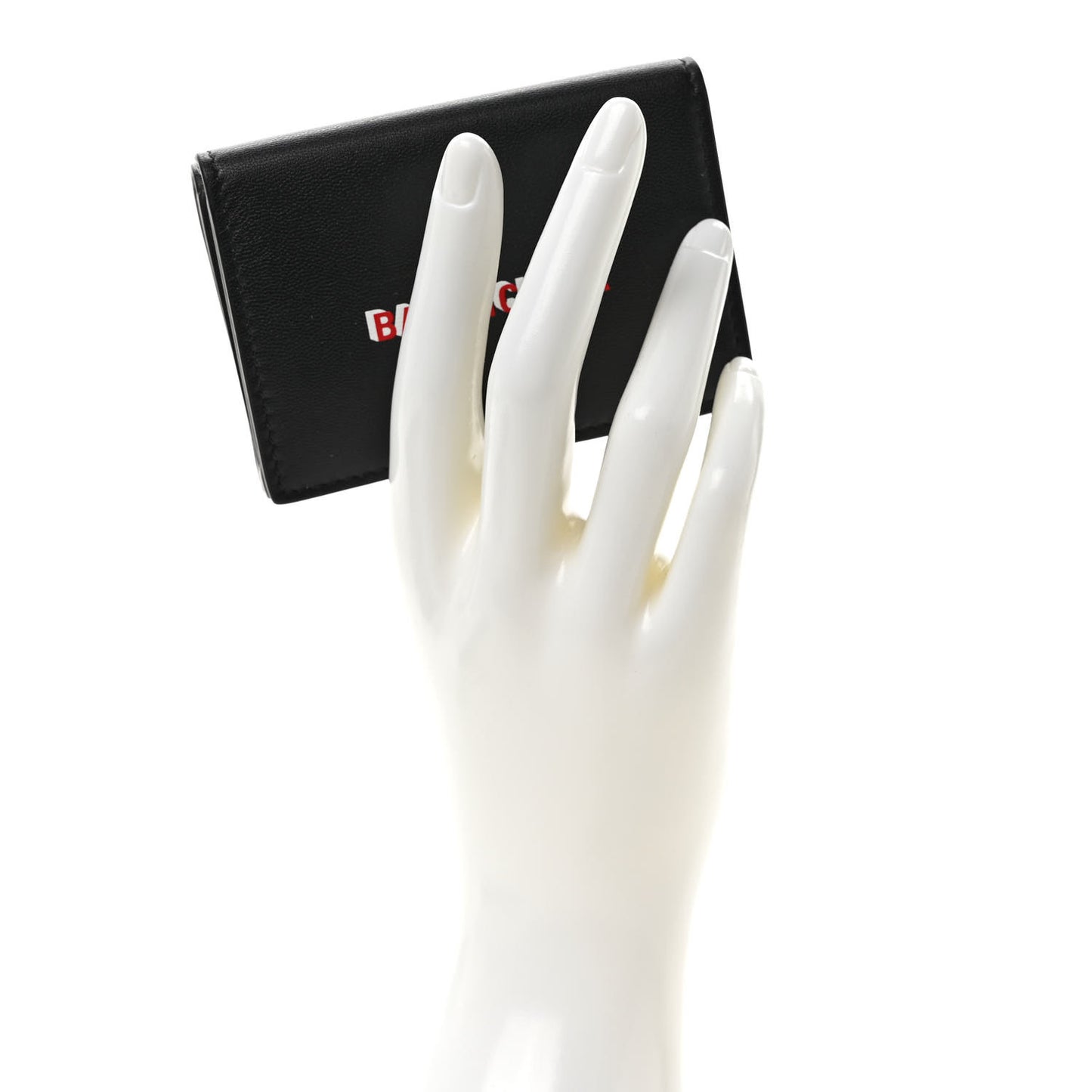 Smooth Calfskin 3D Logo Mini Cash Tri-Fold Wallet Black Red White