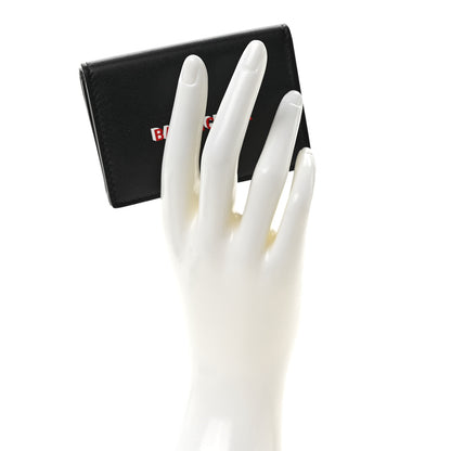 Balenciaga Smooth Calfskin 3D Logo Mini Cash Tri-Fold Wallet Black Red White 2 of 6