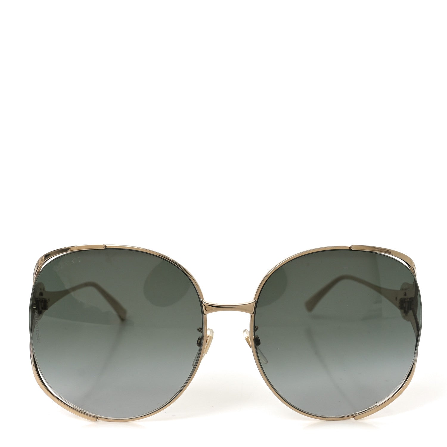 Gucci Metal Oversized Round Frame GG0225S Sunglasses Gold 2 of 7