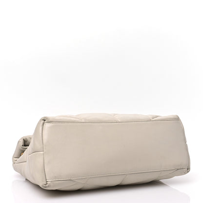 Saint Laurent Lambskin Quilted Medium Loulou Puffer Monogram Chain Satchel Crema Soft 4 of 12