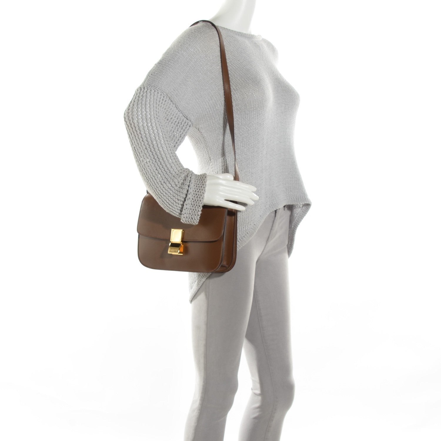Celine Smooth Calfskin Medium Classic Box Flap Bag Chestnut 2 of 8
