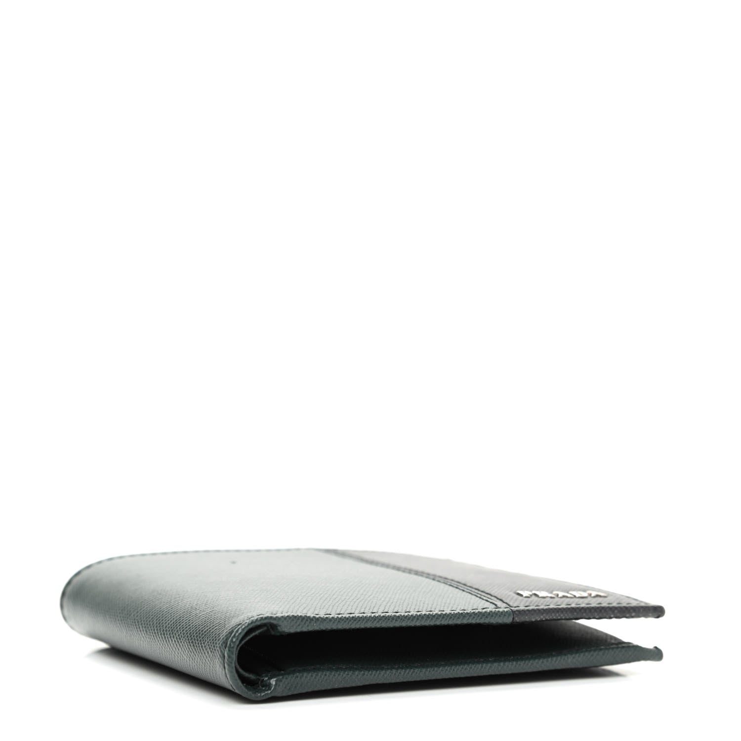 Prada Saffiano Bi-Color Bi-Fold Wallet Smeraldo Black 4 of 8