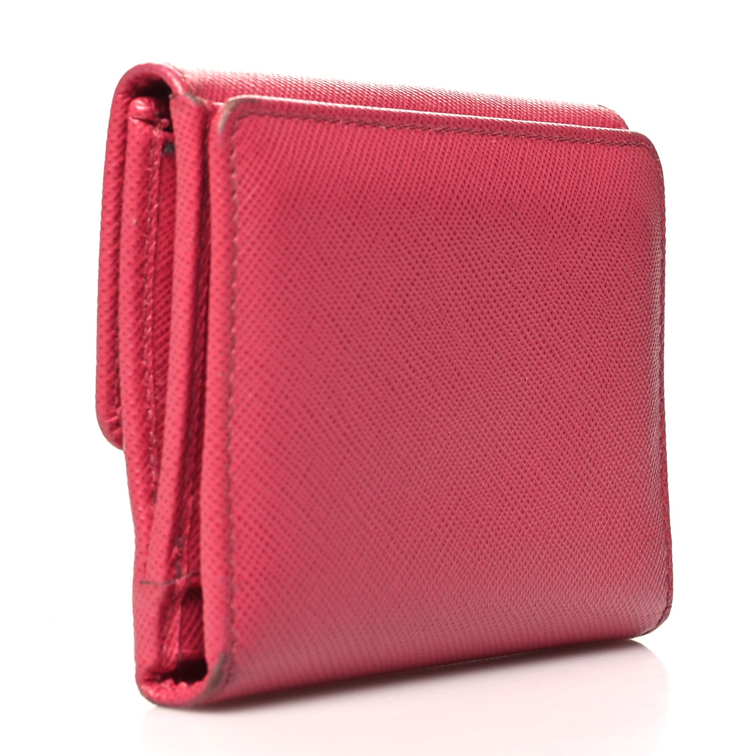 Prada Saffiano Tri Fold Compact Wallet Peonia 3 of 15