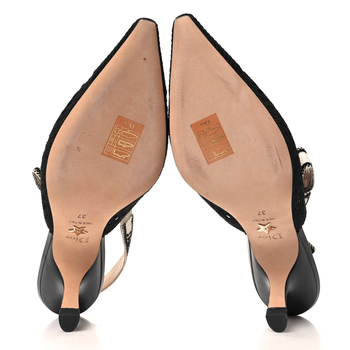 Christian Dior Cotton Lambskin Mesh Embroidered J'Adior Slingback 65mm Pumps 37 Black 5 of 9
