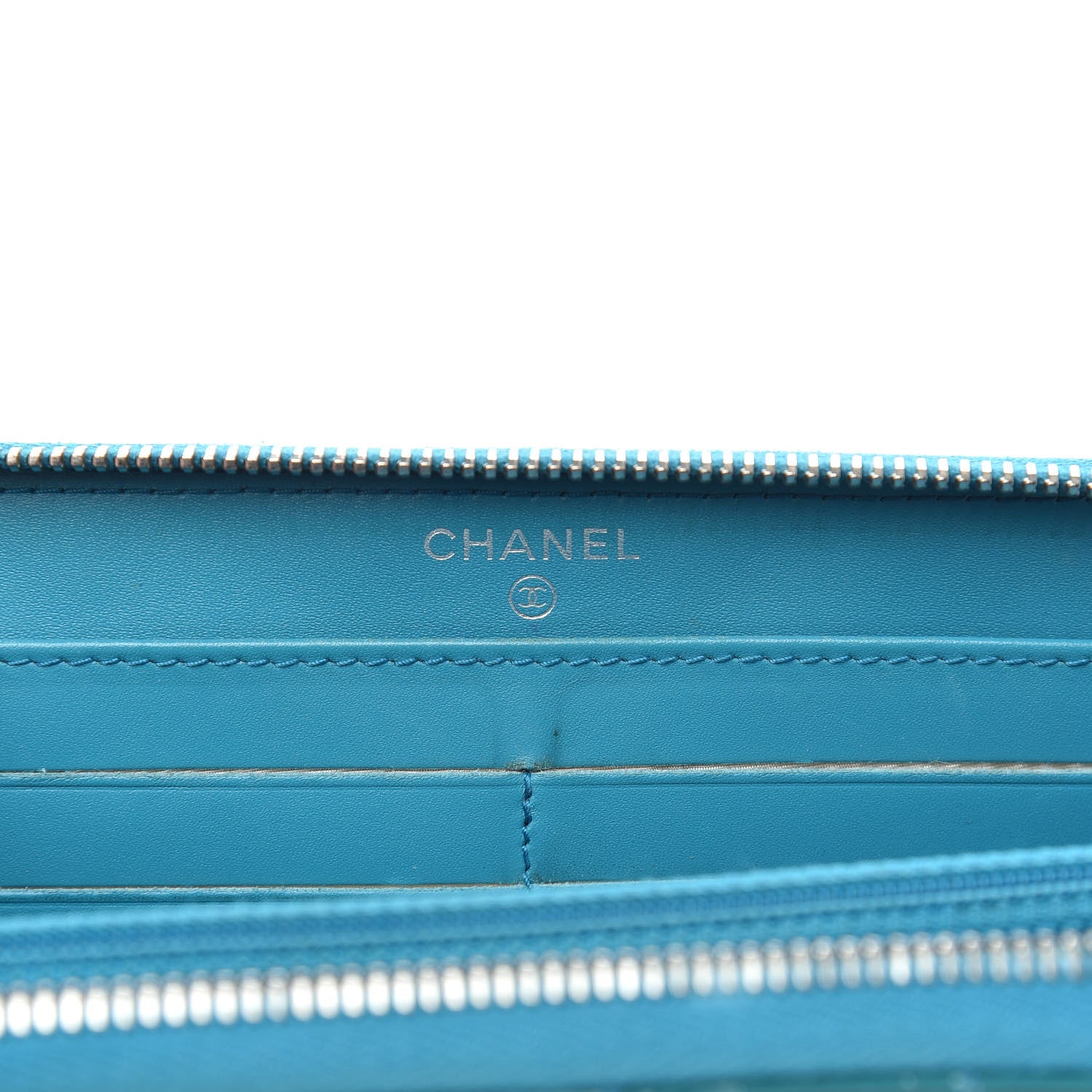 Chanel Patent Quilted Large Gusset Zip Around Wallet Blue 6 of 13