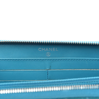 Chanel Patent Quilted Large Gusset Zip Around Wallet Blue 6 of 13