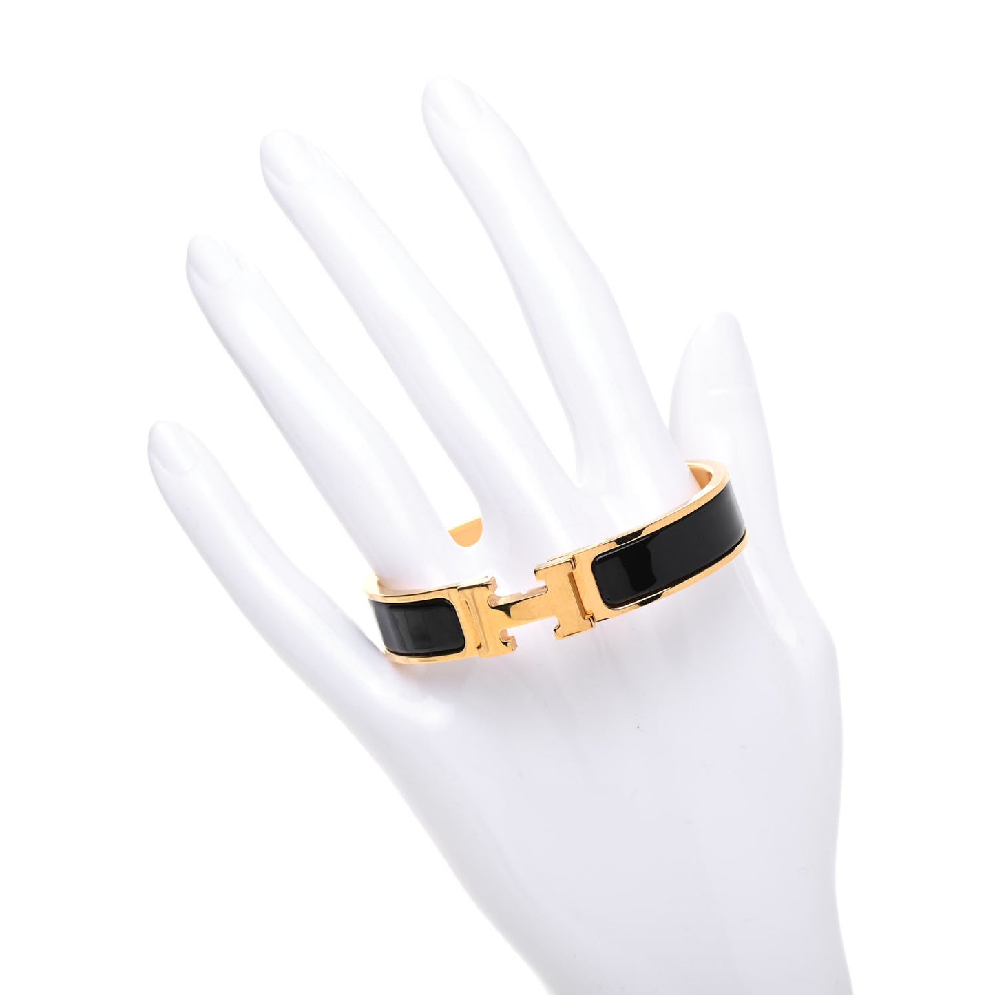 Enamel Narrow Clic Clac H Bracelet PM Black