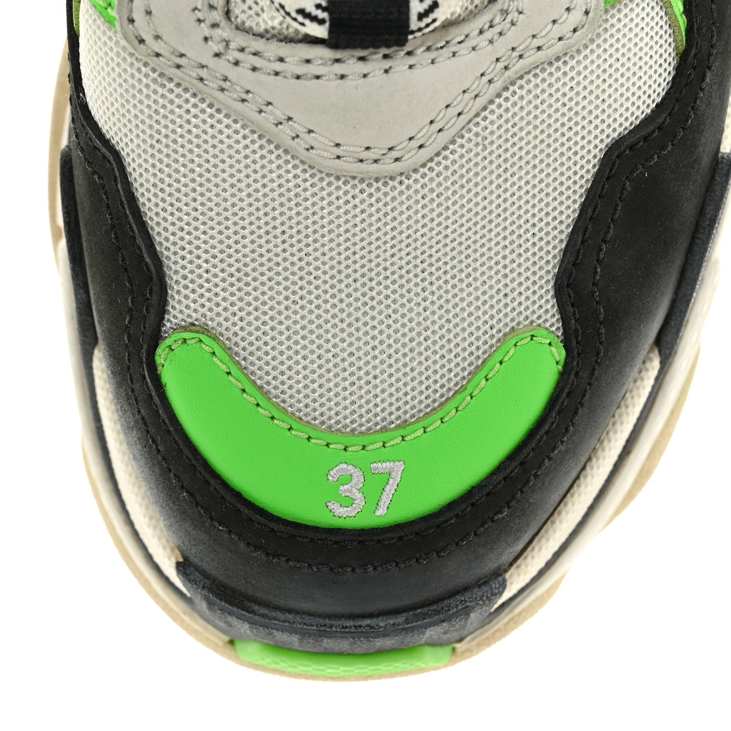Balenciaga Fabric Mesh Womens Triple S Sneakers 37 White Green Fluo Black 9 of 12