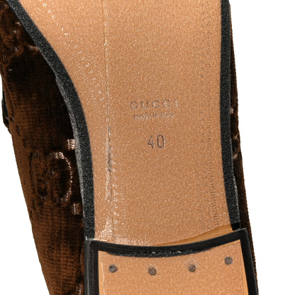 Gucci Velvet GG Monogram Horsebit Womens Jordaan Loafers 40 Brown Black 8 of 10