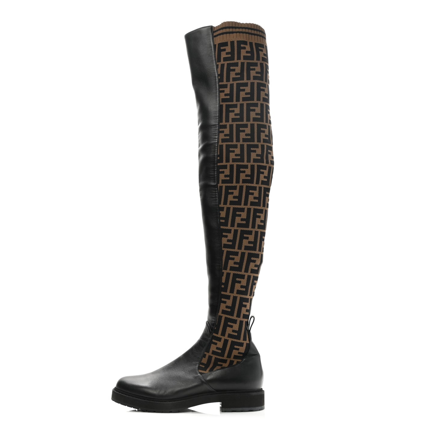 Nappa Microfiber Fabric FF Rockoko Thigh High Boots 40 Black Tobacco