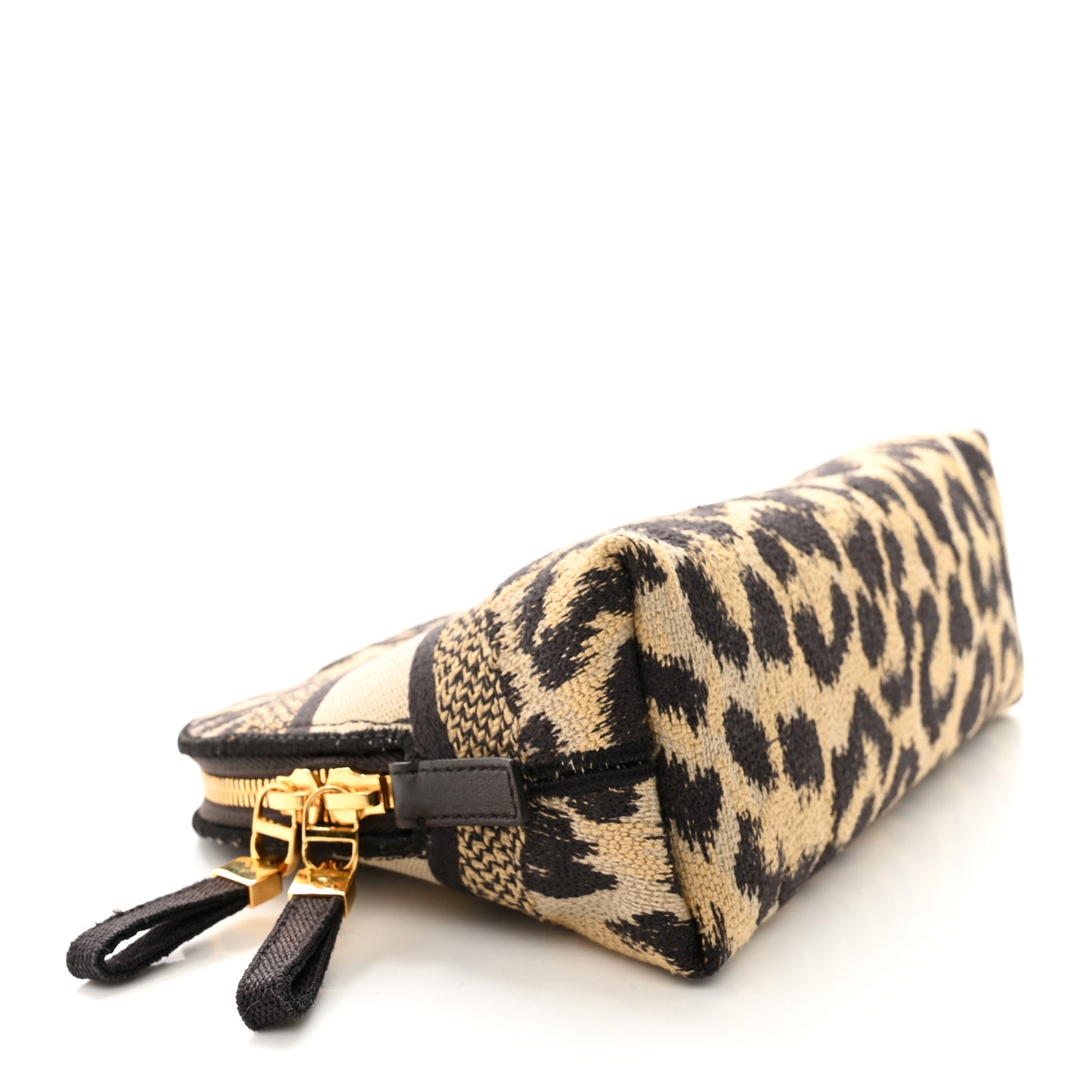 Canvas Leopard Print Cosmetic Pouch Beige