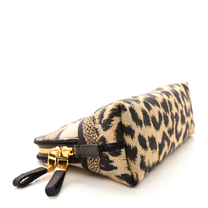 Christian Dior Canvas Leopard Print Cosmetic Pouch Beige 4 of 7