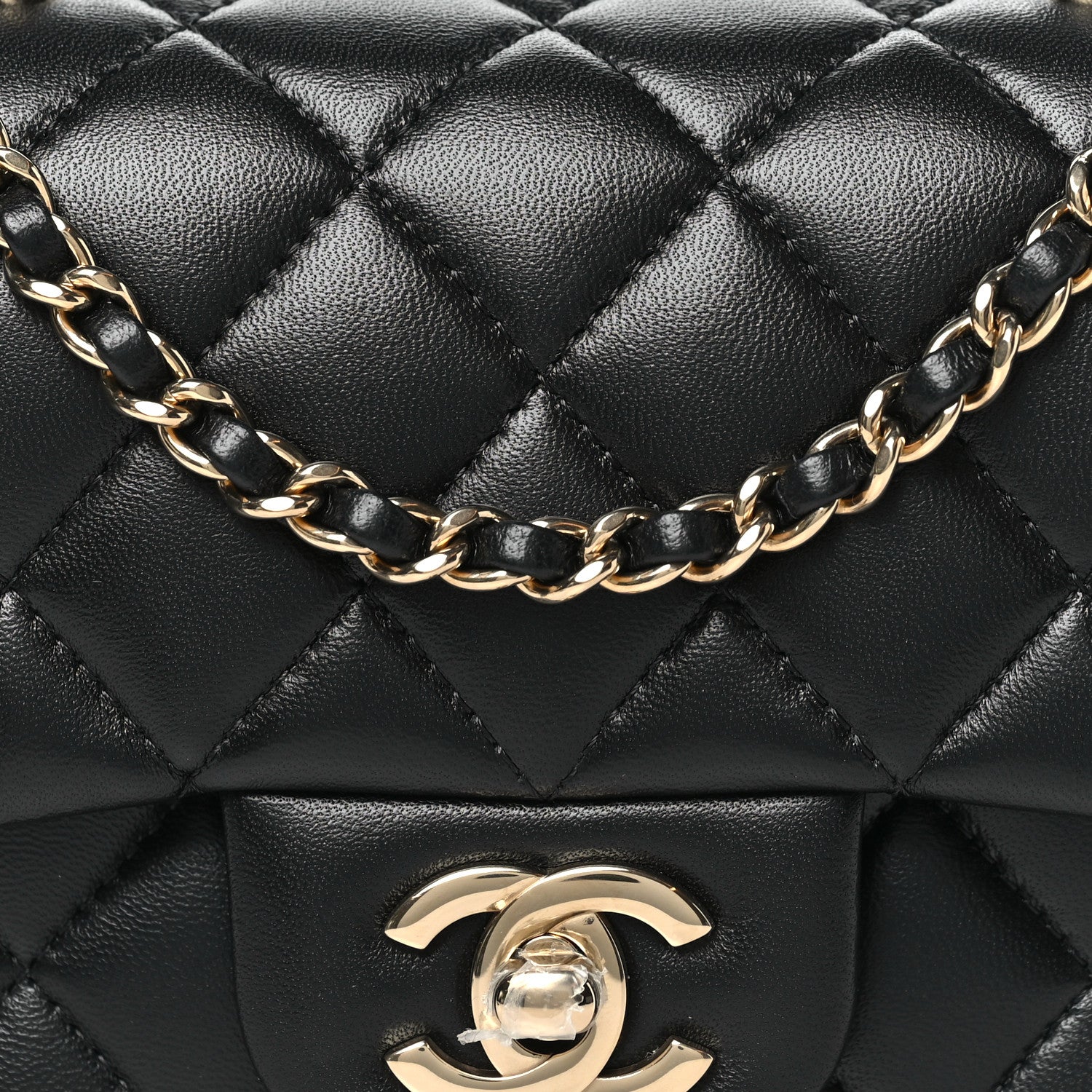Chanel Lambskin Quilted Mini Top Handle Rectangular Flap Black 8 of 11