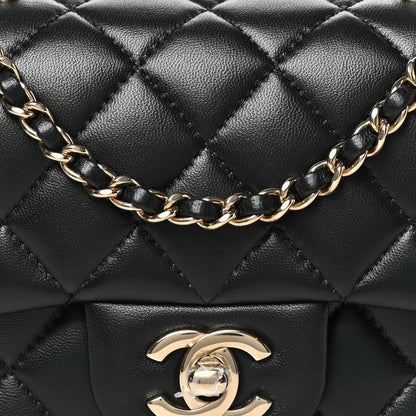 Chanel Lambskin Quilted Mini Top Handle Rectangular Flap Black 8 of 11