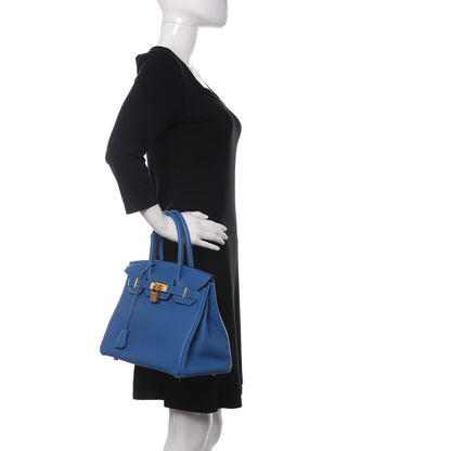 Hermes Taurillon Clemence Birkin 30 Bleu Hydra 2 of 10