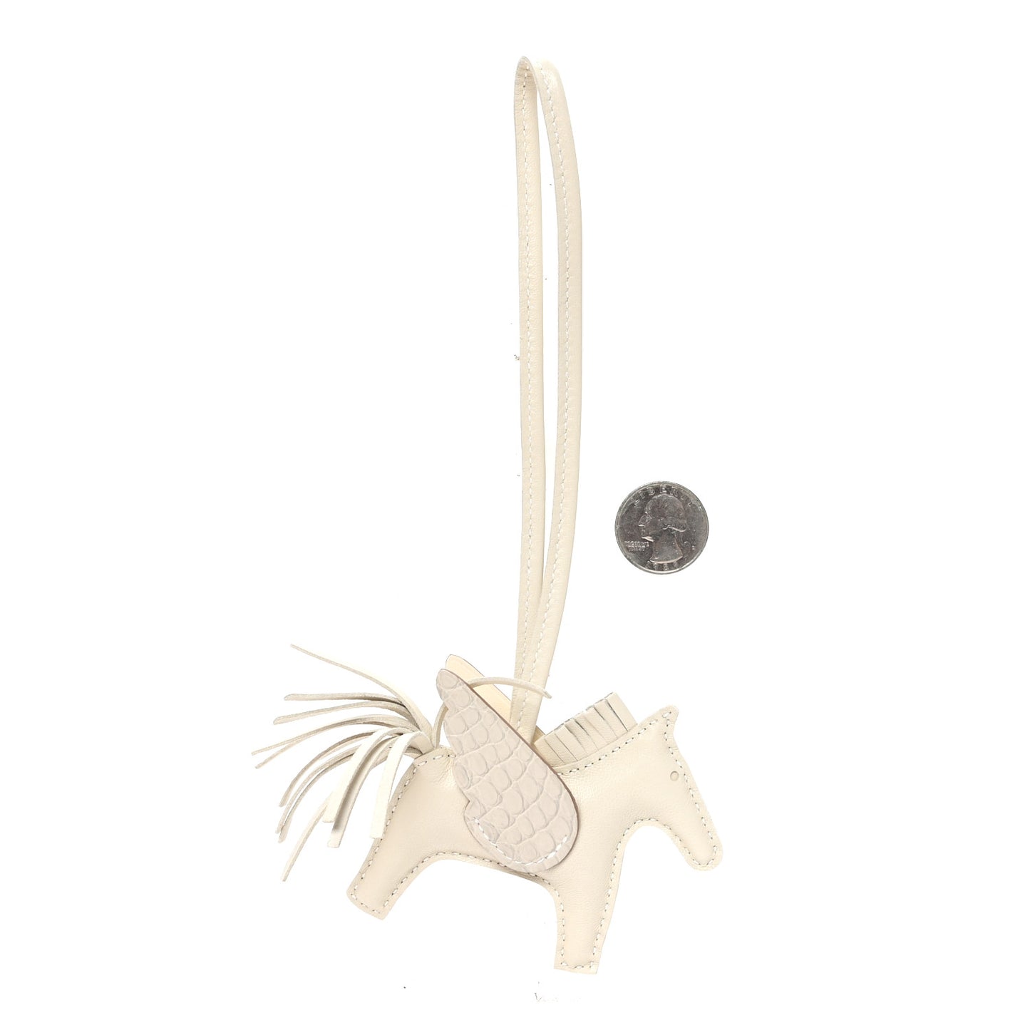 Milo Lambskin Matte Alligator Touch Grigri Rodeo Pegase Horse Bag Charm PM Craie Nata Beton