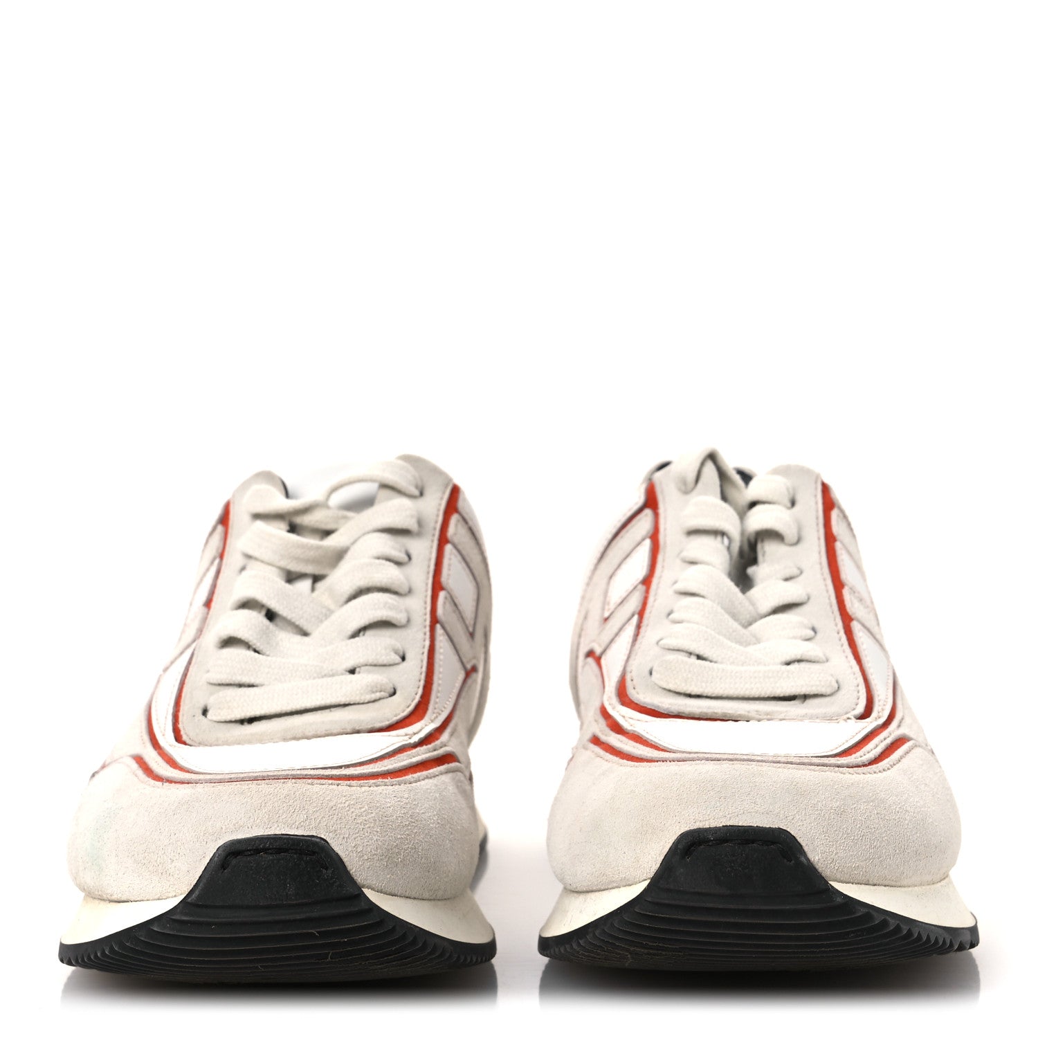 Hermes Calfskin Suede Goatskin Womens Chris Sneakers 36 White Multicolor 3 of 13