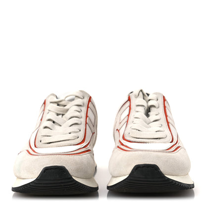 Hermes Calfskin Suede Goatskin Womens Chris Sneakers 36 White Multicolor 3 of 13