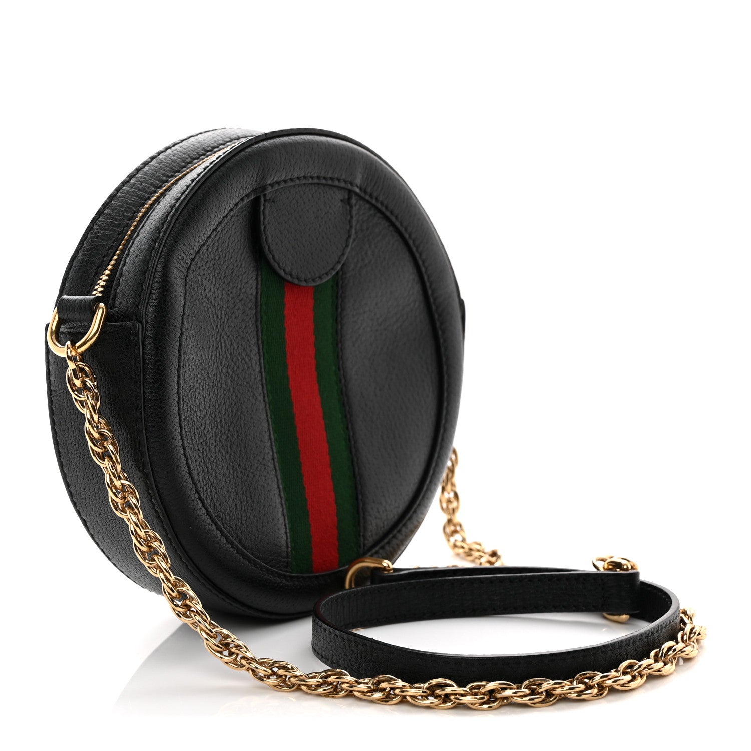 Gucci Grained Calfskin Web Mini Ophidia Round Shoulder Bag Black 3 of 11
