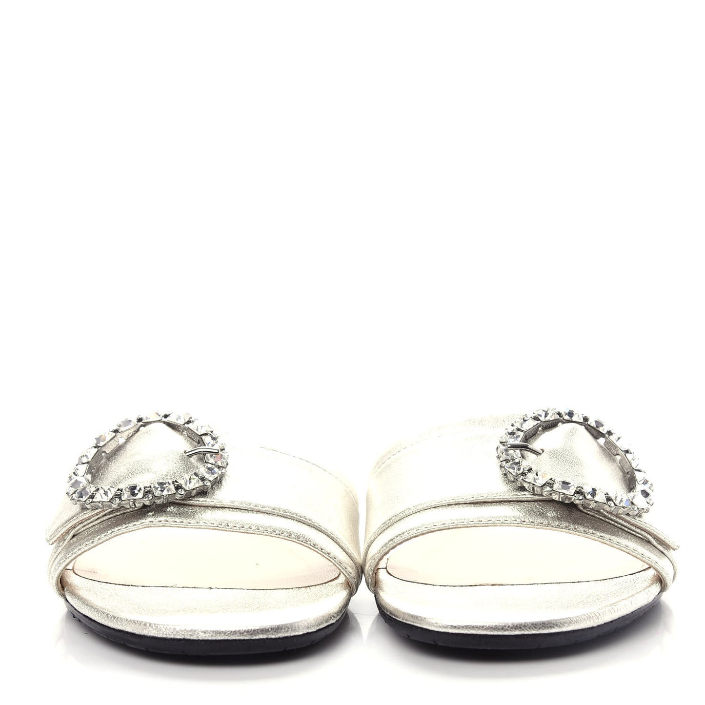 Metallic Nappa Granger 173 Flat Sandals 36.5 Silver Crystal