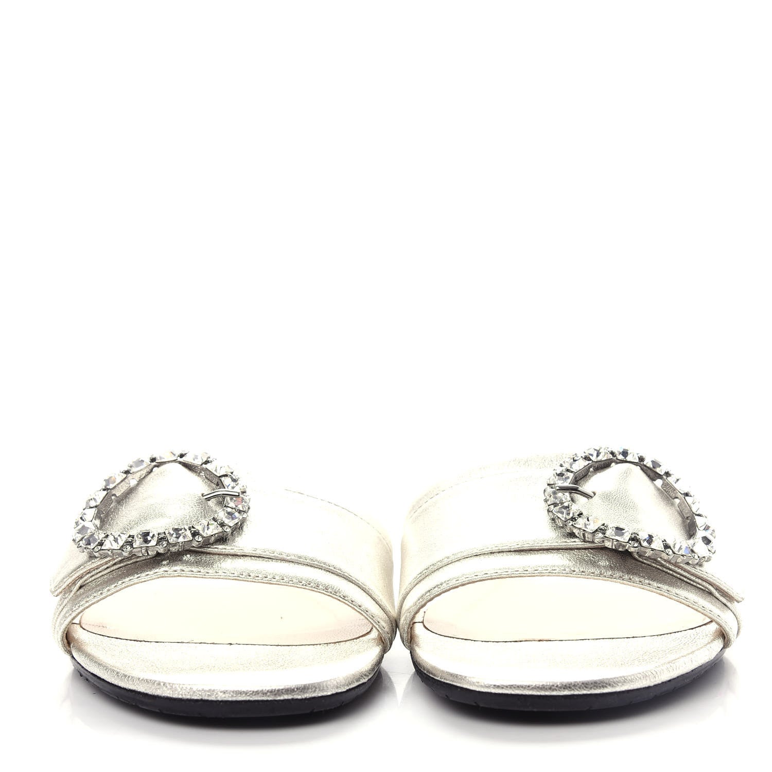 Jimmy Choo Metallic Nappa Granger 173 Flat Sandals 36.5 Silver Crystal 2 of 10