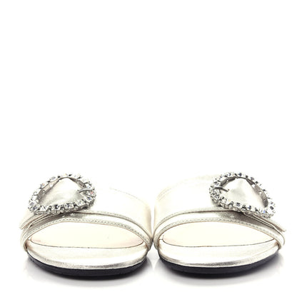 Jimmy Choo Metallic Nappa Granger 173 Flat Sandals 36.5 Silver Crystal 2 of 10