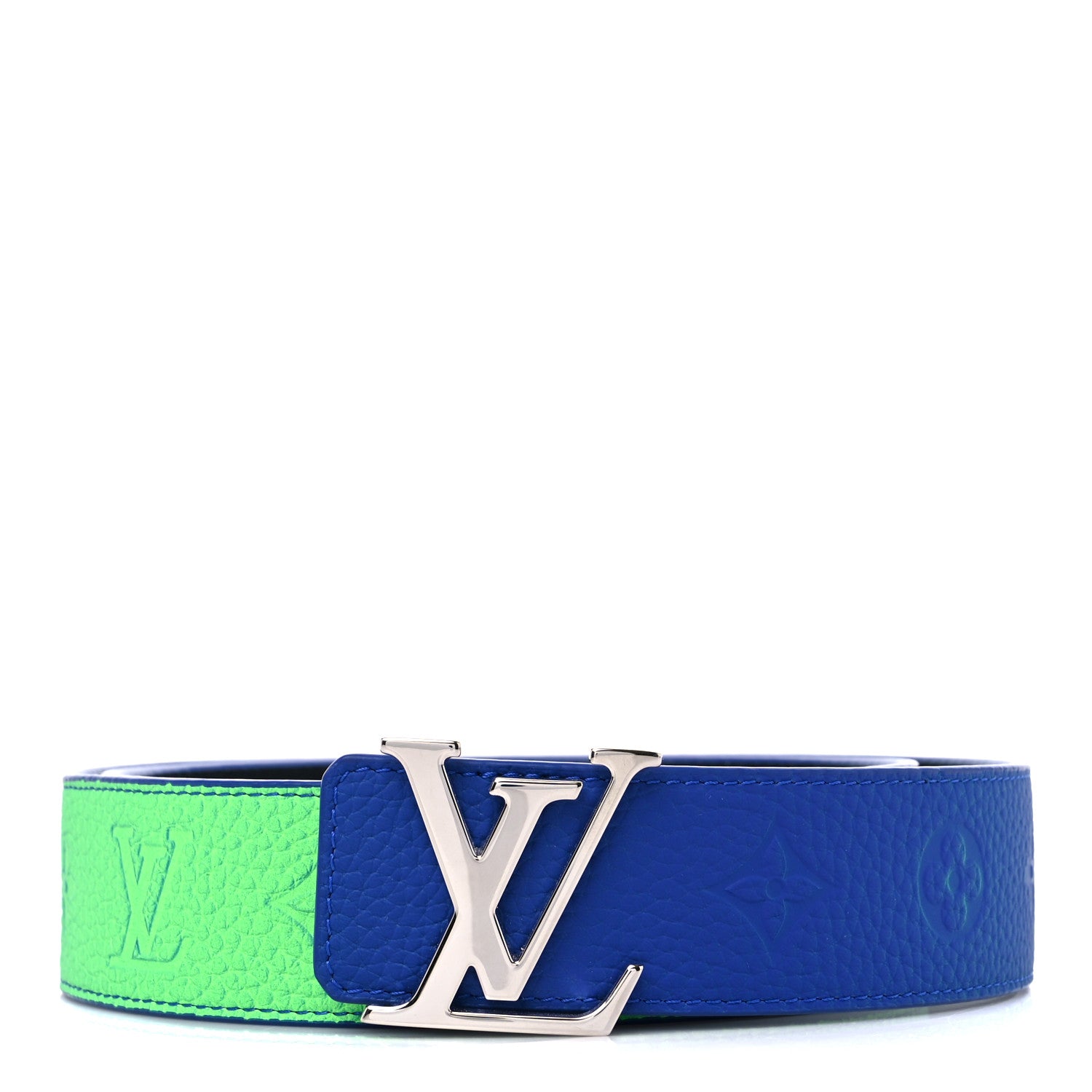Louis Vuitton Taurillon Illusion 40mm LV Initiales Reversible Belt 95 38 Bleu Vert 1 of 4