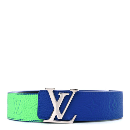 Louis Vuitton Taurillon Illusion 40mm LV Initiales Reversible Belt 95 38 Bleu Vert 1 of 4