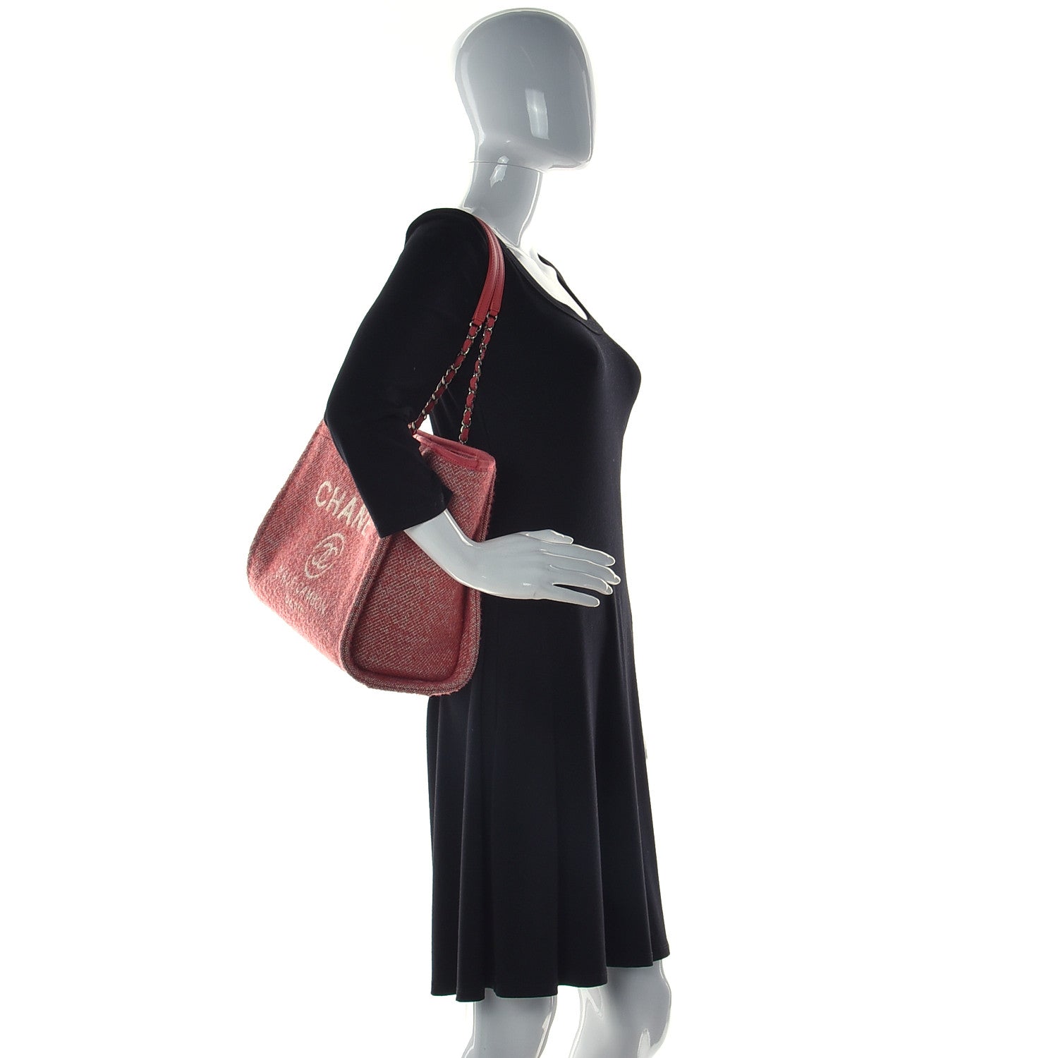 Chanel Mixed Fibers Small Deauville Tote Pink 2 of 10