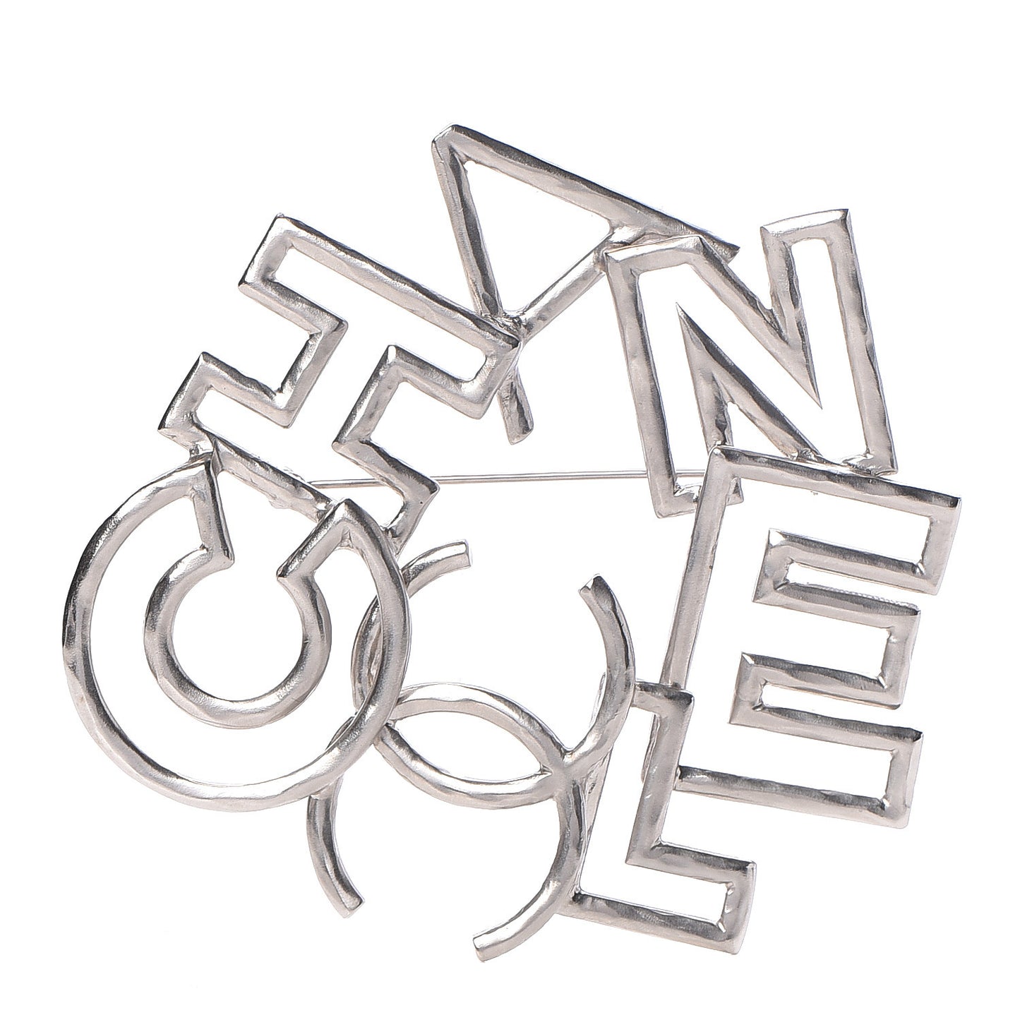 Metal Logo Brooch Silver