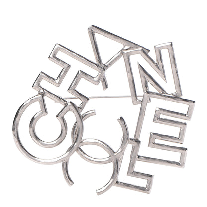 Chanel Metal Logo Brooch Silver 1 of 5
