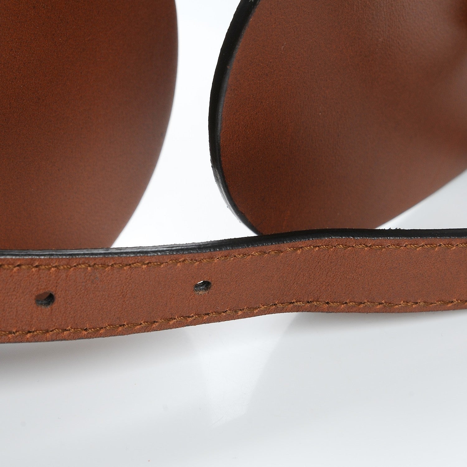 Gucci Calfskin Horsebit Wide Belt 85 34 Brown 5 of 5