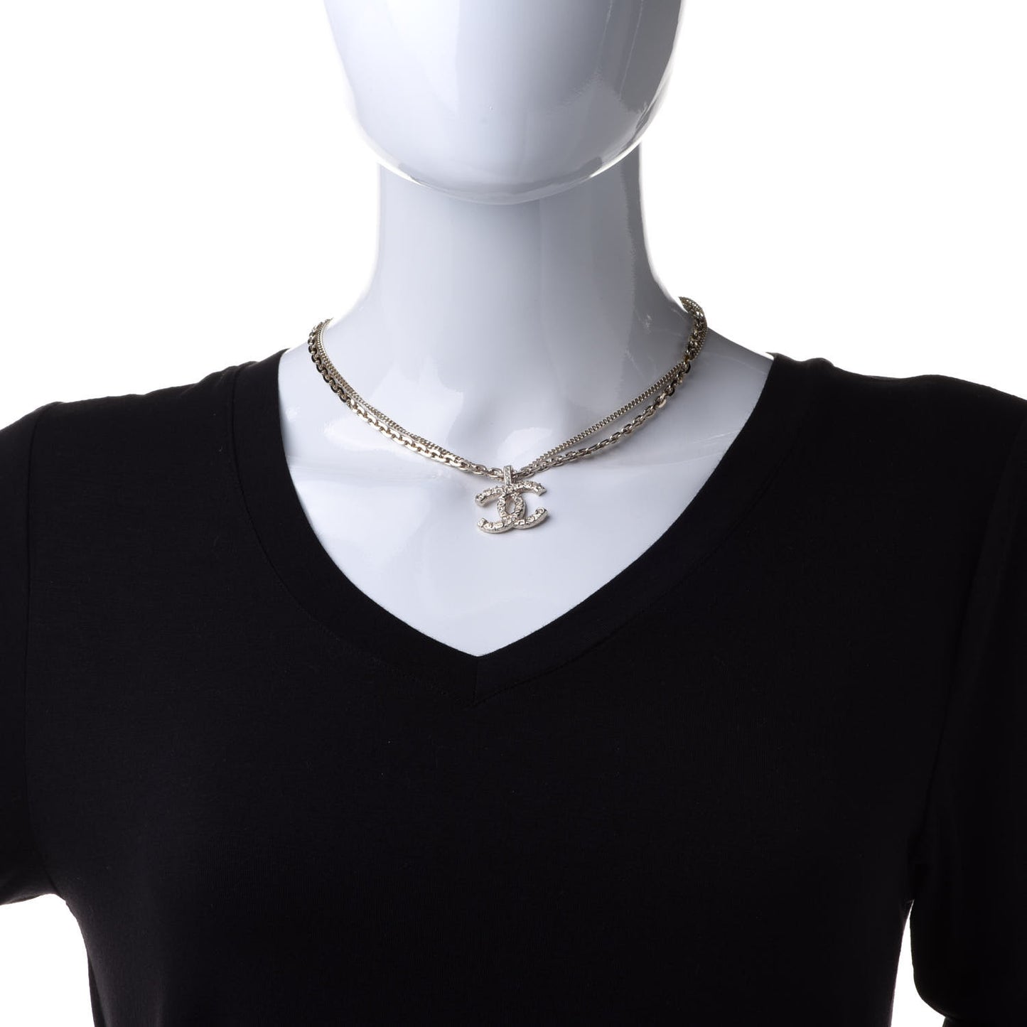 Crystal CC Multi Strand Chain Necklace Gold