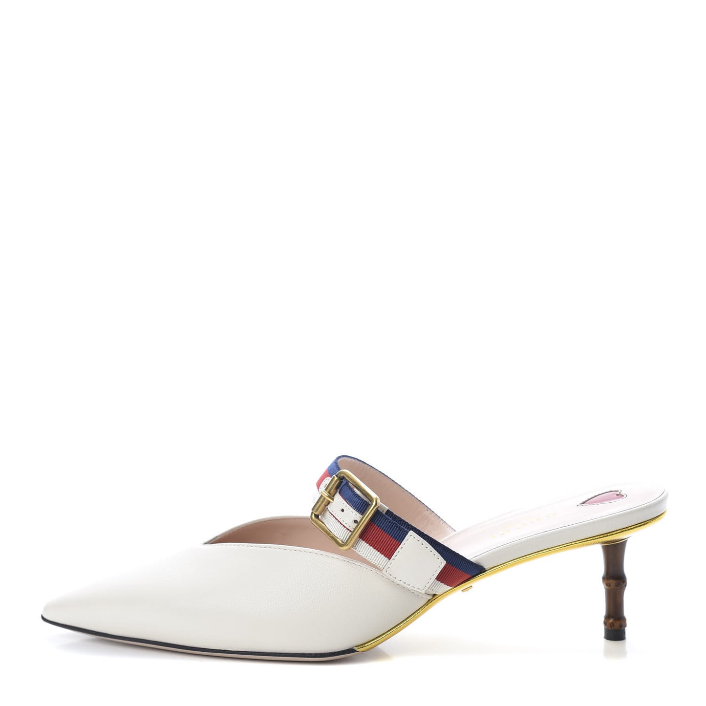 Malaga Kid Sylvie Web Bamboo Low Heel Mules 40.5 White