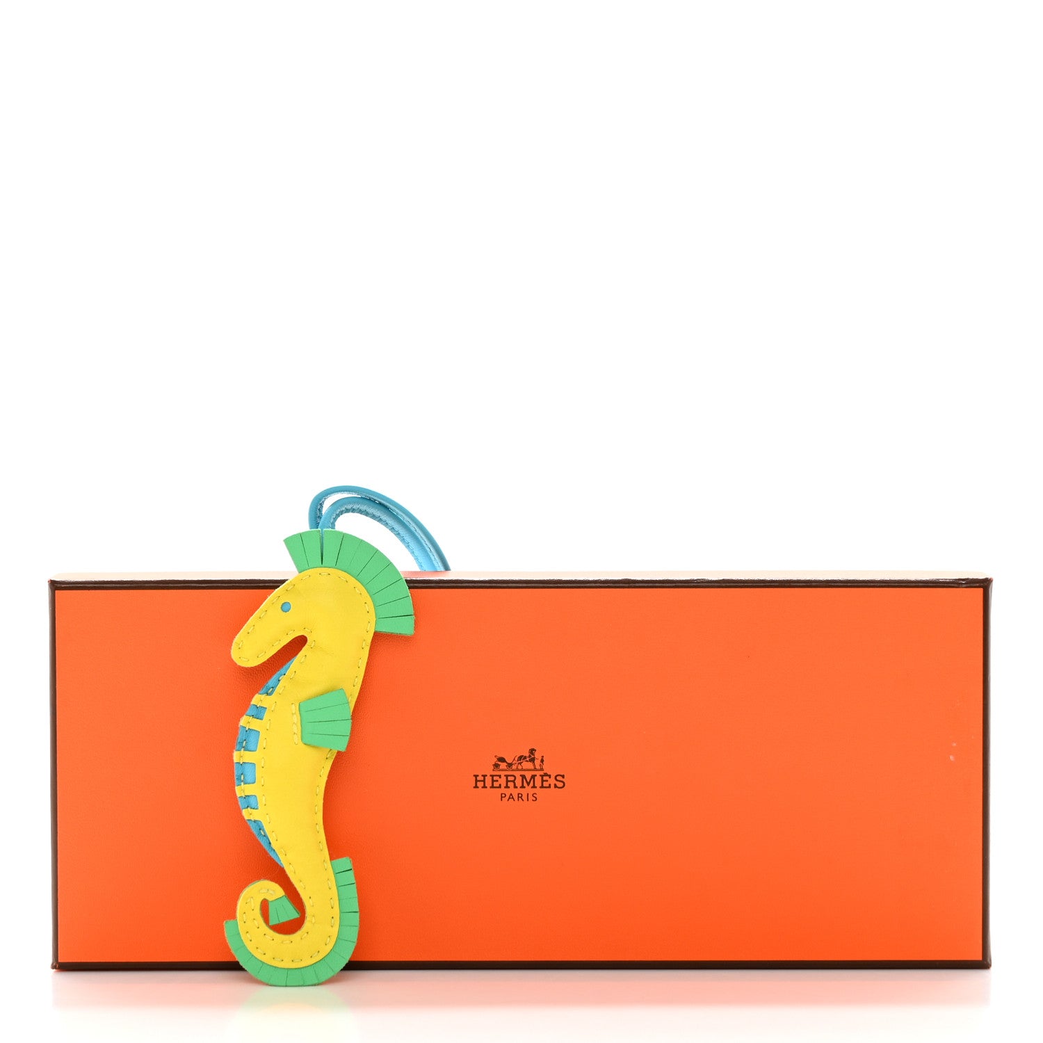 Hermes Milo Lambskin Hippo Bag Charm Lime Vert Comics Bleu Azteque 7 of 7