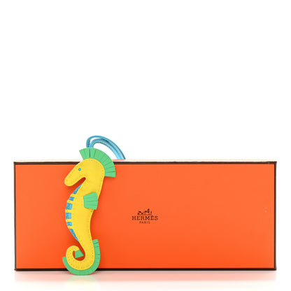 Hermes Milo Lambskin Hippo Bag Charm Lime Vert Comics Bleu Azteque 7 of 7