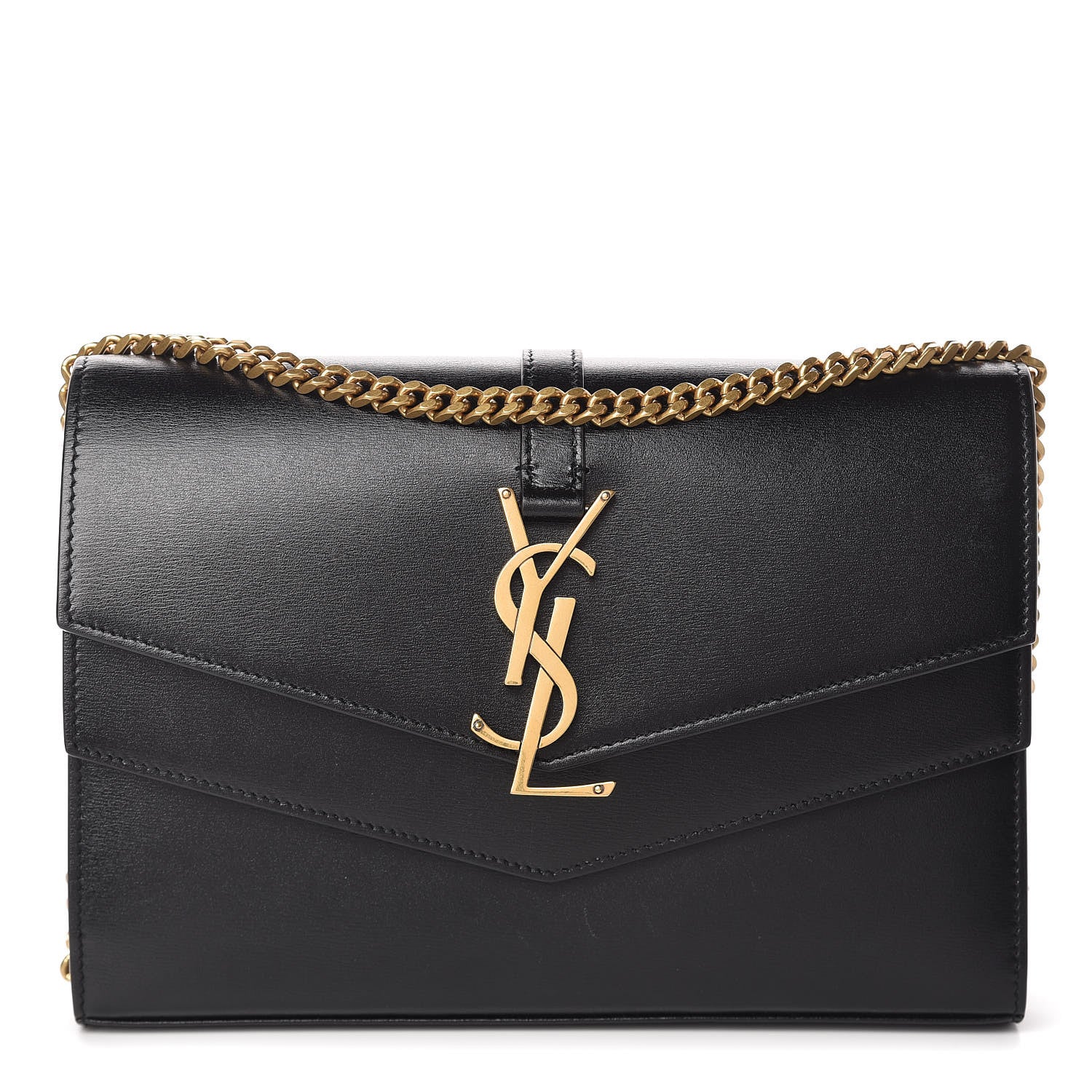 Saint Laurent Smooth Calfskin Monogram Sulpice Chain Wallet Black 1 of 10