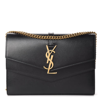 Saint Laurent Smooth Calfskin Monogram Sulpice Chain Wallet Black 1 of 10