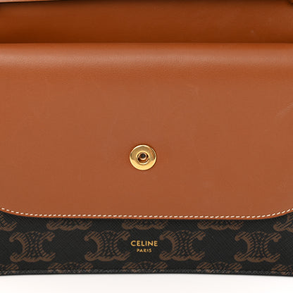 Celine Triomphe Canvas Lambskin Wallet On Strap Tan 13 of 14