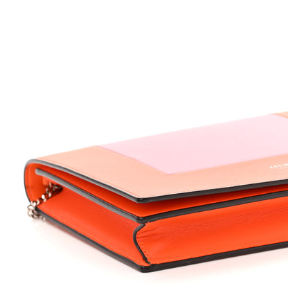 Celine Smooth Lambskin Frame Evening Chain Clutch Steel Orange Flamingo 8 of 9