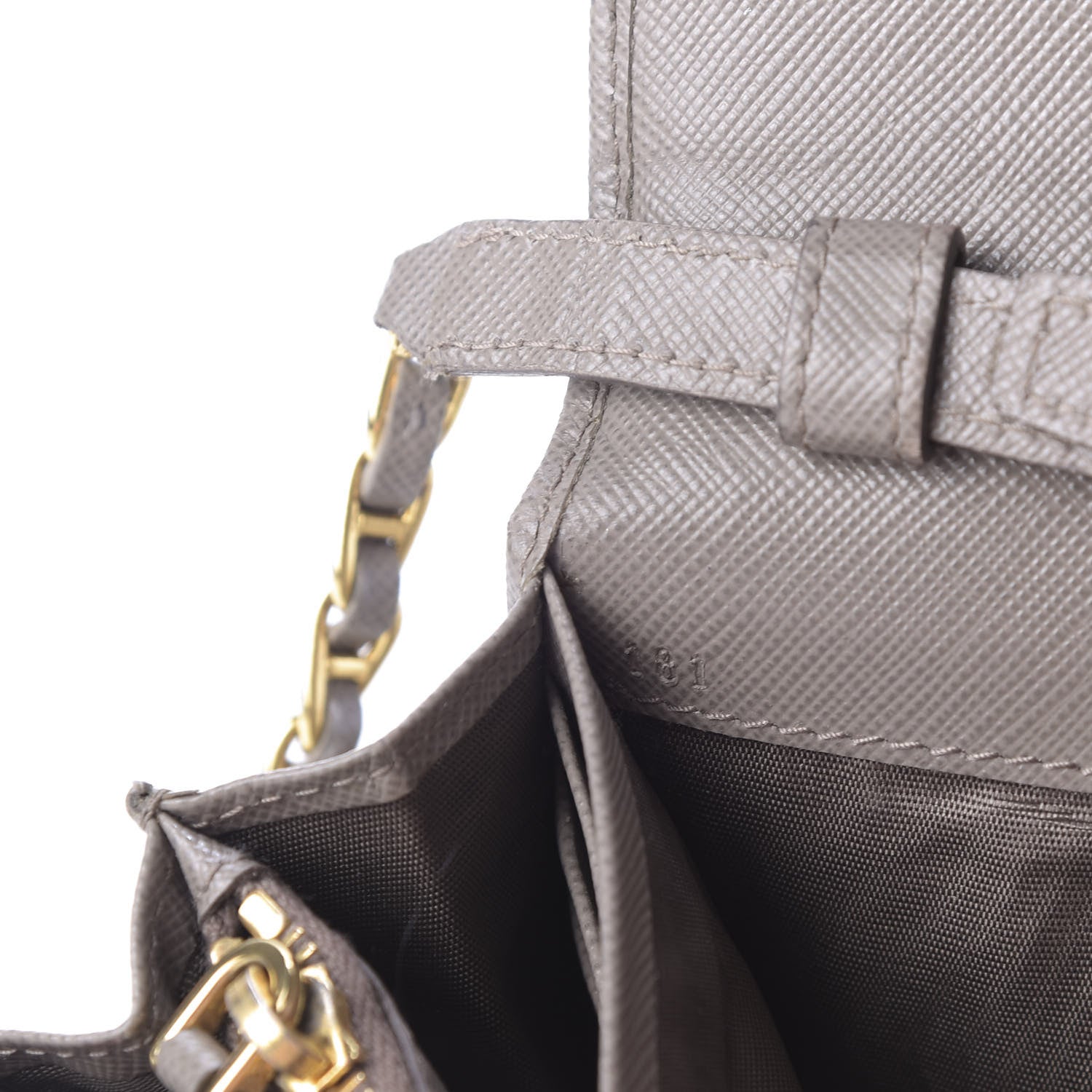 Prada Saffiano Metal Oro Chain Wallet Argilla 9 of 9