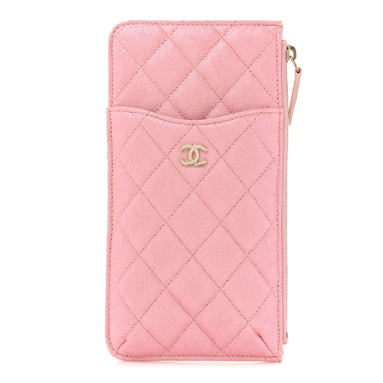 Chanel Iridescent Caviar Quilted Classic Flat Wallet Pouch Pink 1 of 11