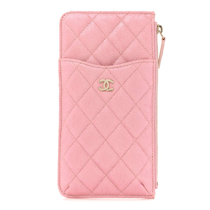 Chanel Iridescent Caviar Quilted Classic Flat Wallet Pouch Pink 1 of 11