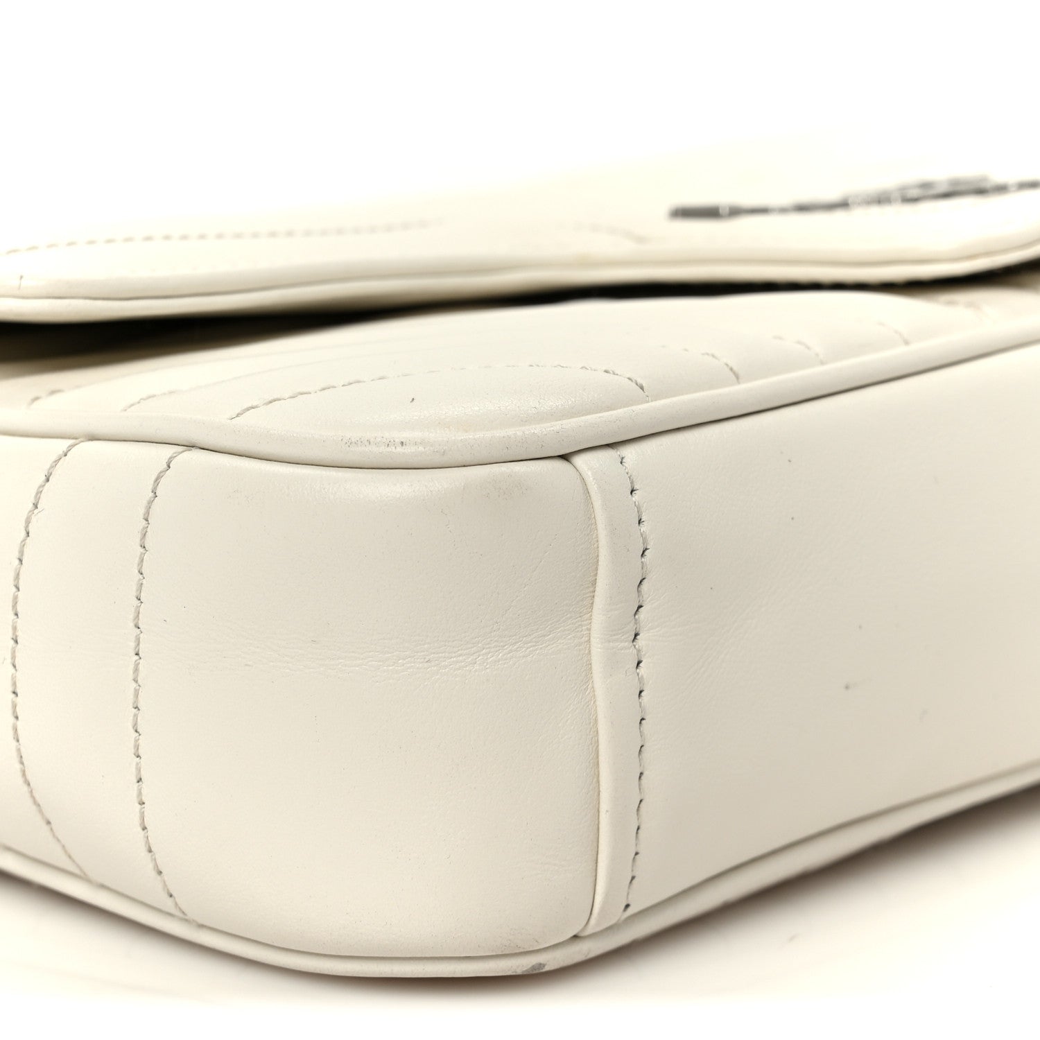 Prada Soft Calfskin Impunture Diagramme Medium Chain Flap Shoulder Bag White 9 of 10