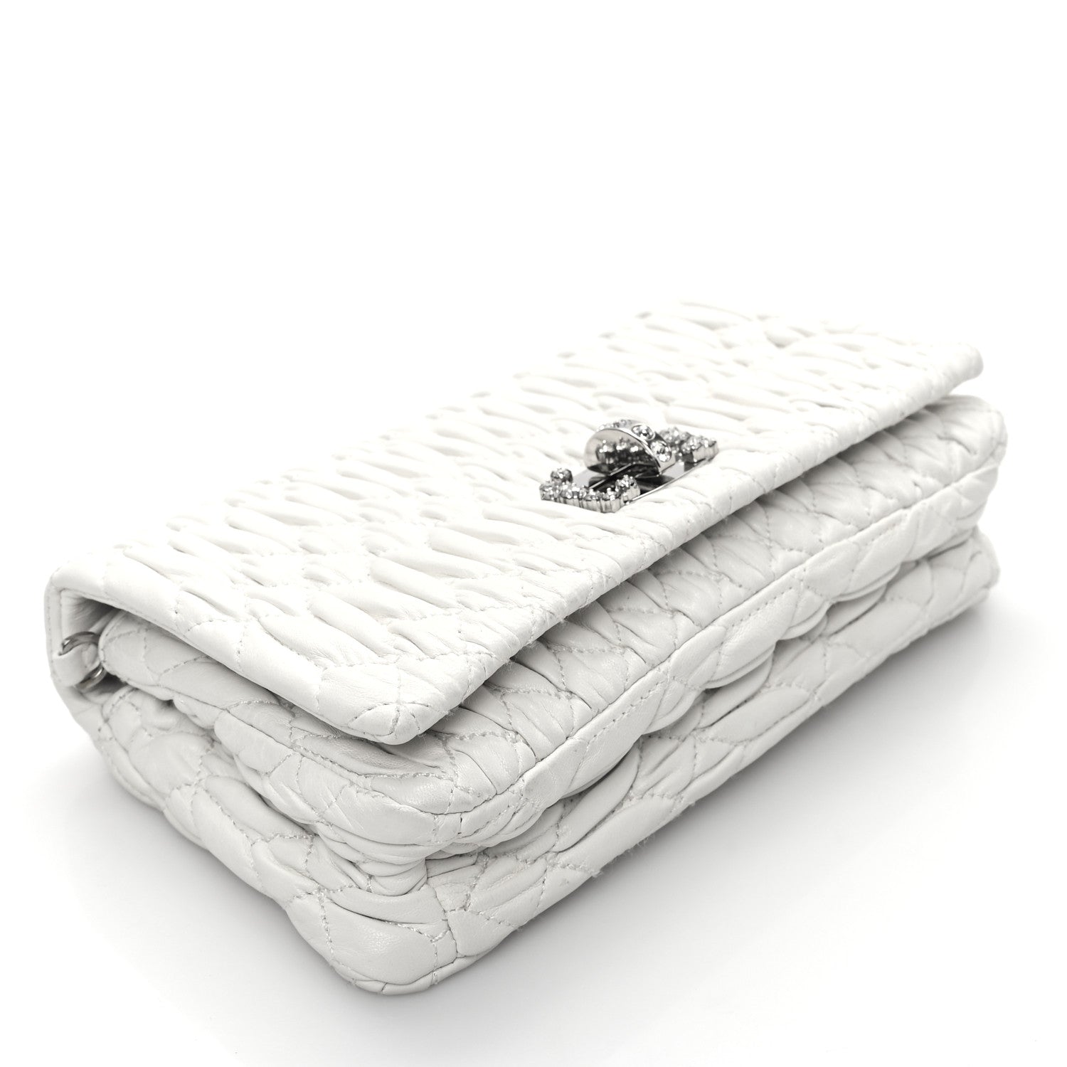 Miu Miu Nappa Matelasse Crystal Flap Clutch White 4 of 11