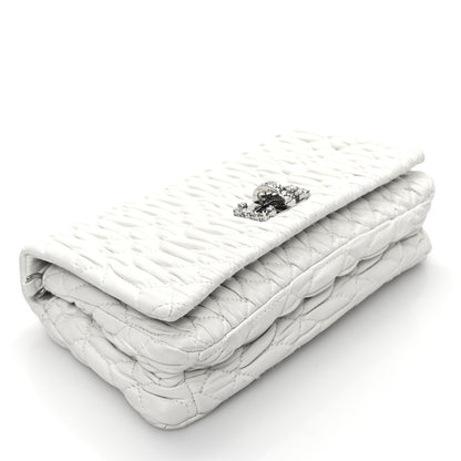 Miu Miu Nappa Matelasse Crystal Flap Clutch White 4 of 11