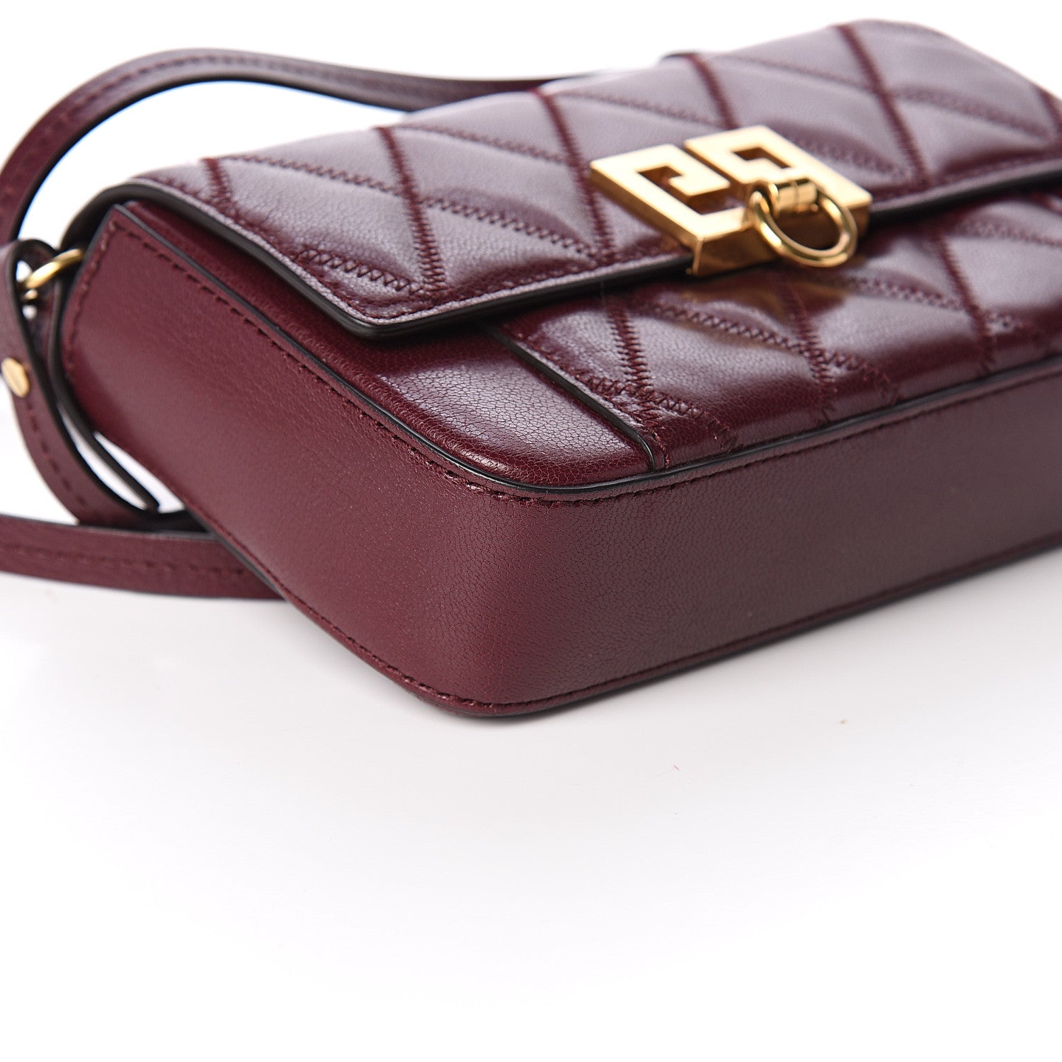Givenchy Goatskin Quilted GV3 Mini Pocket Convertible Bag Aubergine 6 of 7